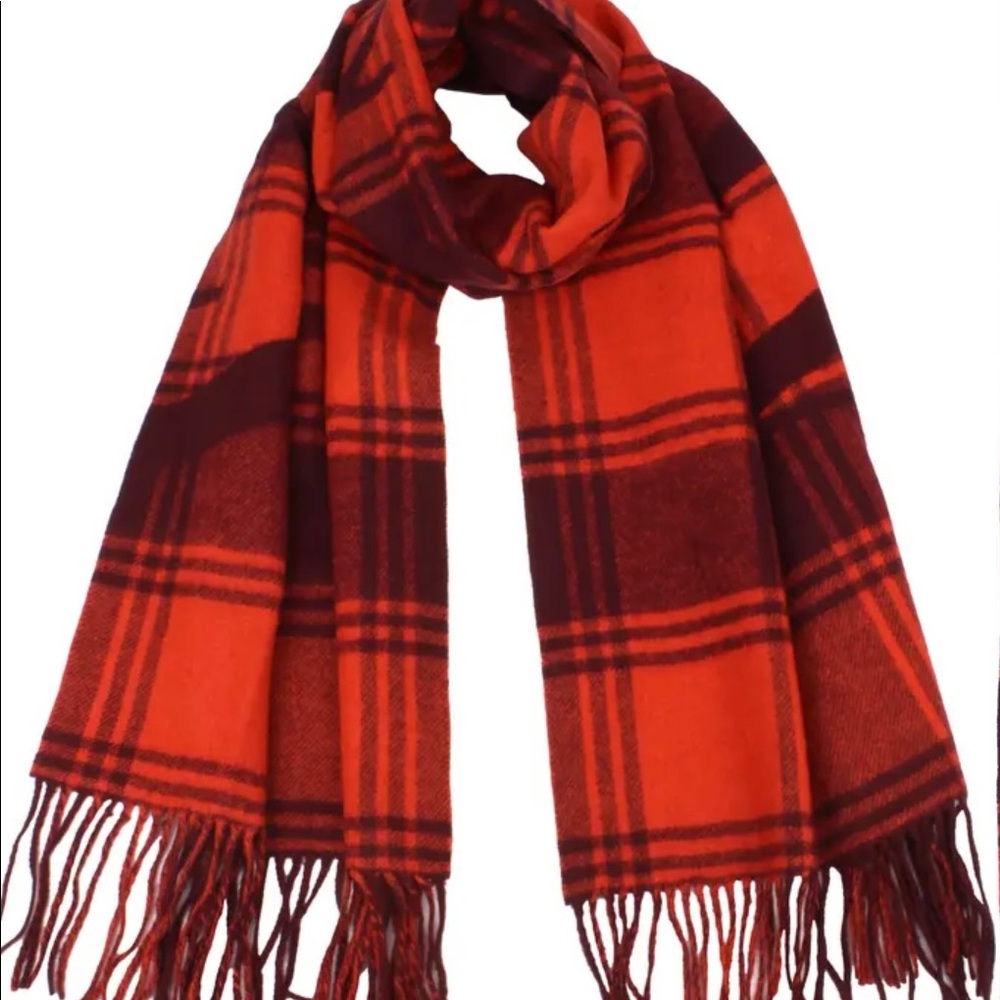 AllSaints logo plaid wool scarf, nwt